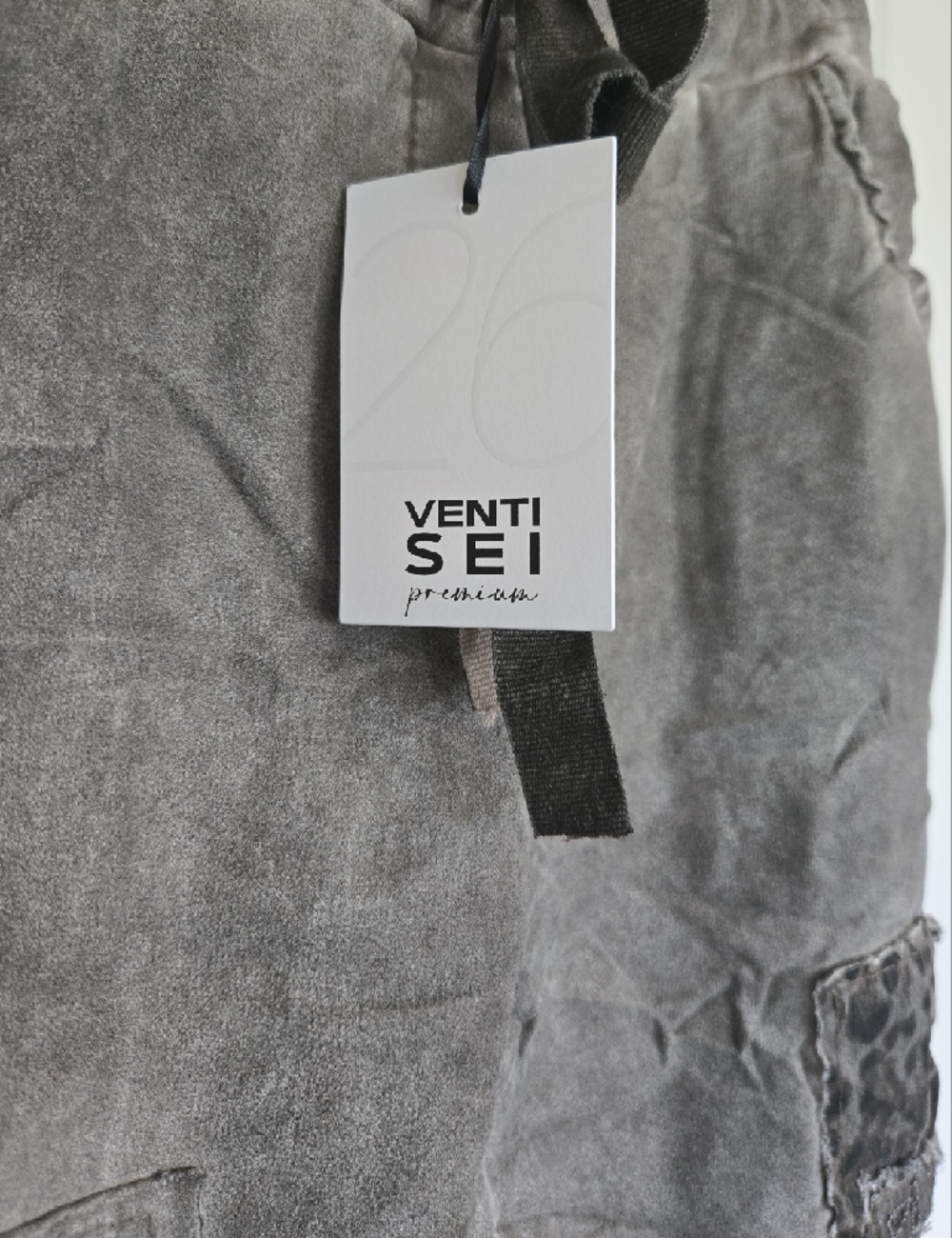 Venti6 Gray Sequin Patch Crinkle Jogger Pants - Venti Sei Premium NWT - Picture 2 of 4